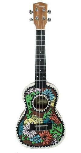 Ukelele Concierto Parquer Diseño Rio Flores Abeto Funda Color Marrón