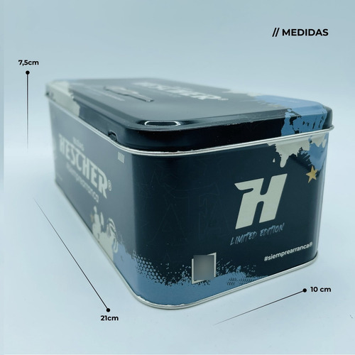 Imagen 7 de 7 de Caja Metalica Bujias Hescher, Edicion Qatar 2022 Mundial