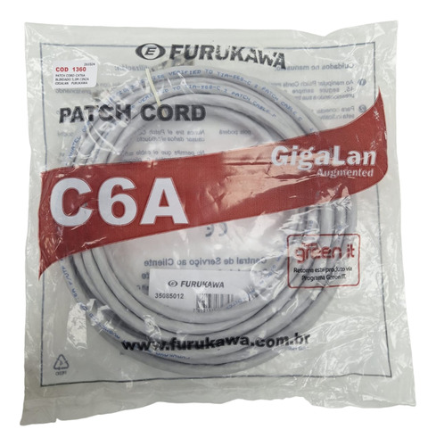 Patch Cord Furukawa Cat 6a 5 Metros Gigalan Rede