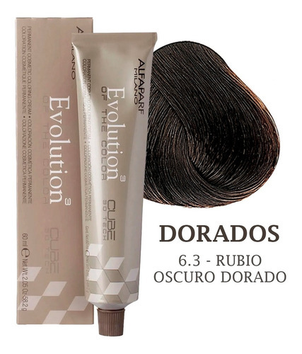 Tinte Para Cabello Alfaparf Evolution 60gr + Peroxido 20vol Tono 6.3 - Rubio Oscuro Dorado