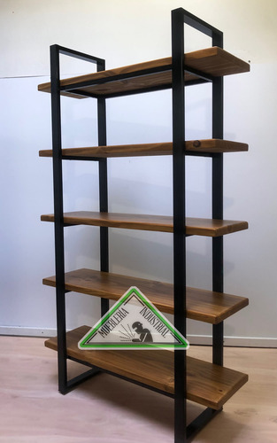 Estantería Biblioteca Madera Y Hierro Estilo Industrial