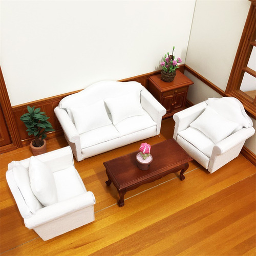 3pcs Mini Dollhouse Sofá 112 Escala Juguetes De Muebles