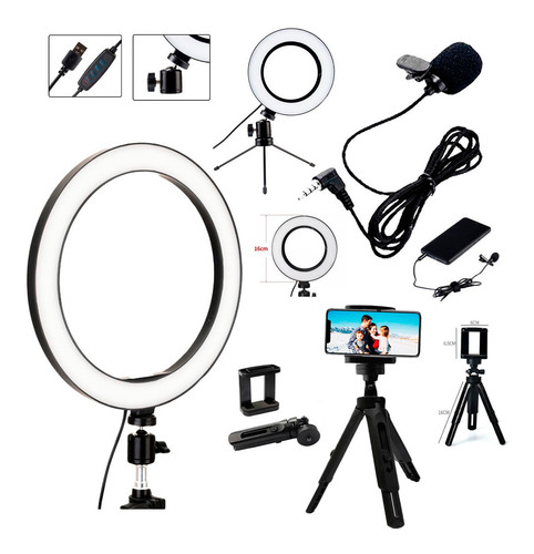 Imagem 1 de 8 de Tripe Celular Profissional Kit Youtuber Pronta Entrega