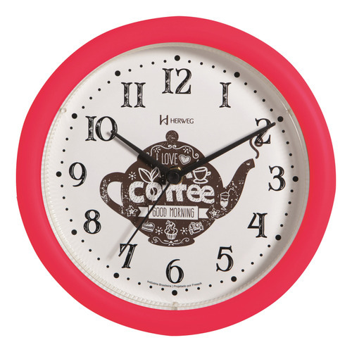 Relógio Parede 22cm Silencioso Vermelho Café Herweg 660061s