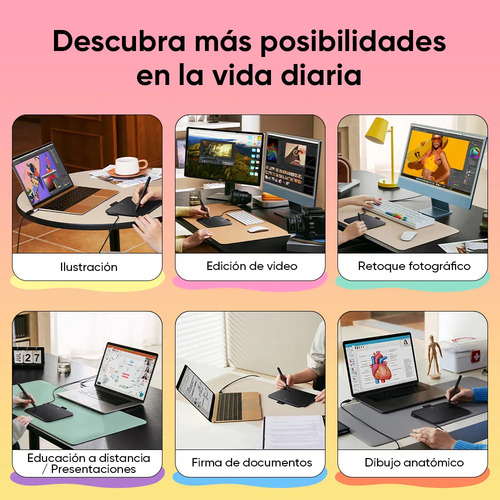 XPPen Deco 640 Tableta Gráfica 6 Pulgadas 16384 Niveles de Presión Compatible con Android