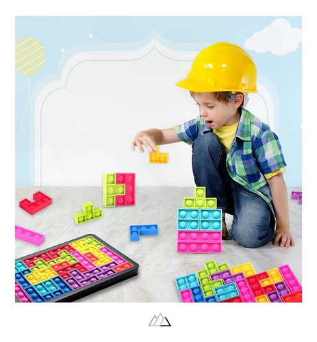 Epeak Brands - Juguete Tipo Tetris Fidget Toy. Rompecabezas, Juguete De Bloques De Construcción De Silicon, Push Pop It. Juguete Sensorial Didáctico De Burbujas Antiestrés, Para La Concentración