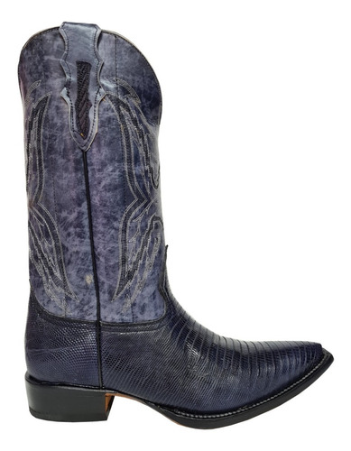 Botas Estilo Vaquero Piel Genuina De Armadillo Color Azul