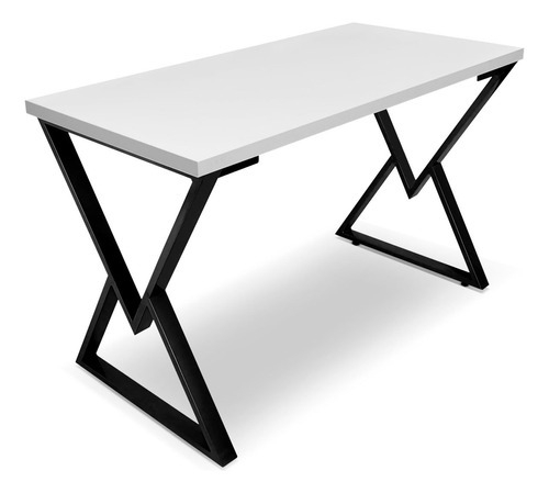 Mesa P/ Escritório Jantar Gamer Daloa 1,00x0,60 Em Aço Cor Preto/Branco