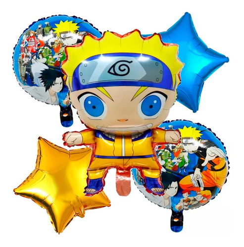 5 Globos Metalicos Naruto Sasuke Anime Cumpleaños Fiesta