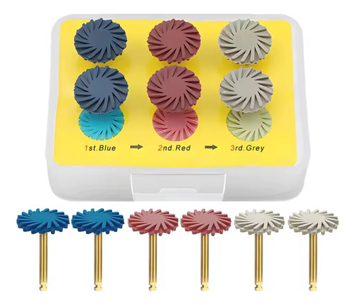 Kit 6 Disco De Polimento De Resina Compuesta Dental 3 Cor