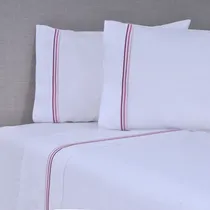 Comprar Juego Sábanas Bordadas 144 Hilos King Mashini Color Line Rosado Diseño De La Tela Line Rosado