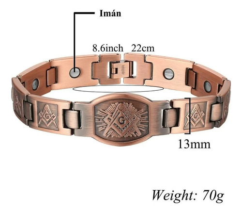 Pulsera De Terapia De Cobre Puro Magnético De Neodimio Para