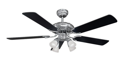 Imagen 2 de 3 de Ventilador de techo Liliana VTHM415R platil con 5 palas color plateado y negro de madera, 1.2 m de diámetro 220 V