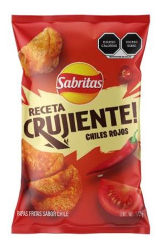 Sabritas Receta Crujiente Sabor Chiles Rojos 170g 10pzas