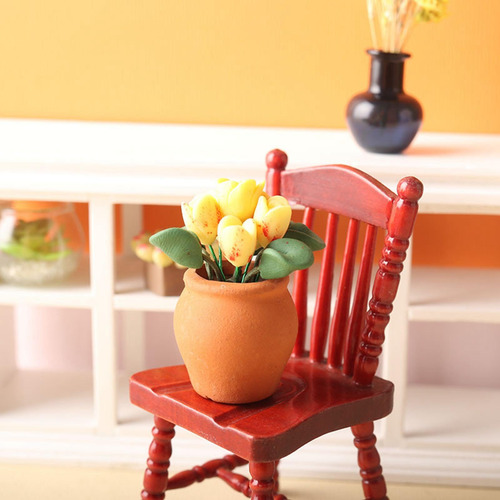 Mini Casa De Muñecas Modelo De Flor En Maceta Bonsái