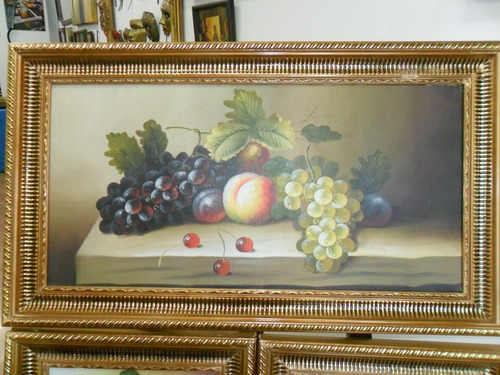 Cuadro Bodegon De Frutas Oleo Pintura Pan De Oro Italiano