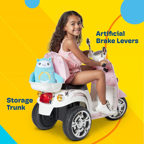 Motocicleta Eléctrica P/ Niños 3 Ruedas Kidzone Luces Sonido