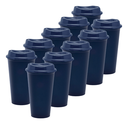 25 Vasos Uupz Star 473 Ml Con Tapa Cafetera, Reutilizables Azul Marino