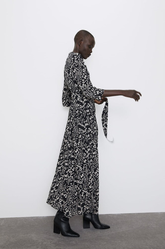 Vestido Z.a.r Camisero Largo Estampado Talle M
