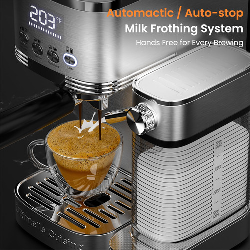 Máquina De Café Expreso 20 Bares Espumador Automático Acero
