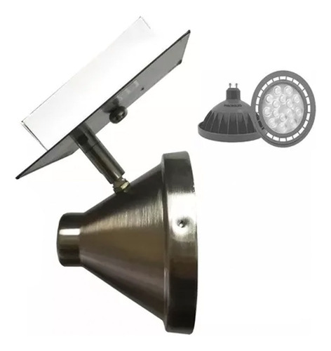 Aplique Spot Orientable 1 Luz Acero + Lampara Ar111 Led