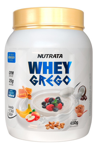 Suplemento em pó Nutrata  Grego Whey Grego whey proteins Whey Grego sabor  natural em pote de 450mL