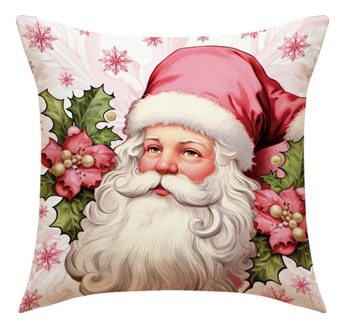 Funda De Almohada De Lino Navideño Con Estampado J, 4 Piezas