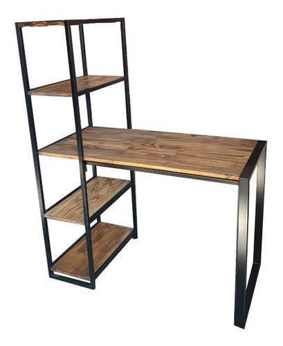 Imagen 1 de 2 de Escritorio Industrial Biblioteca 110x50 Madera Y Hierro