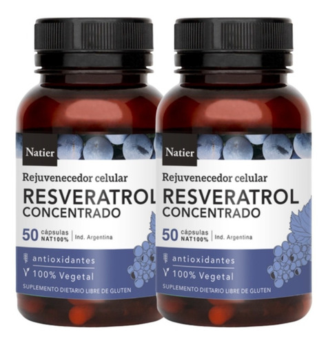 Pack X 2- Resveratrol Natier 100c - Antioxidante - Mayorista