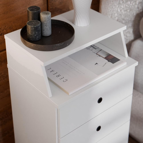 Mesa De Cabeceira Sofisticada 4 Gavetas Decora Brilhante Branco