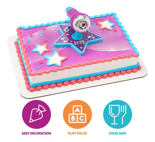 Cake Topper Decoset® Super Star Com Microfone E Base Star