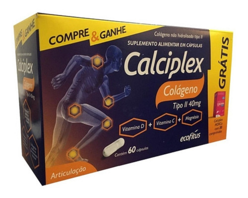 Calciplex Colageno - Tipo 2 40 Mg +calciplex Mdkca Gratis Sabor Sem Sabor