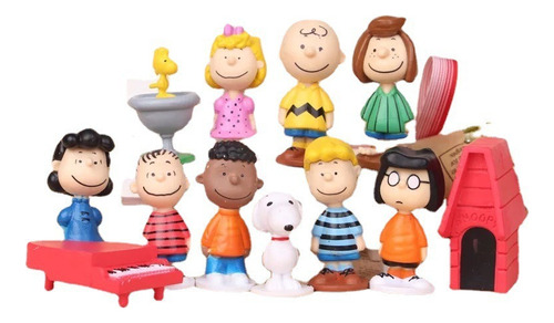Set 12 Figuras Coleccionables Snoopy Peanuts Charlie Brown