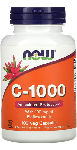 Vitamina C 1000mg Now Foods 100veg Caps Sabor Sem sabor