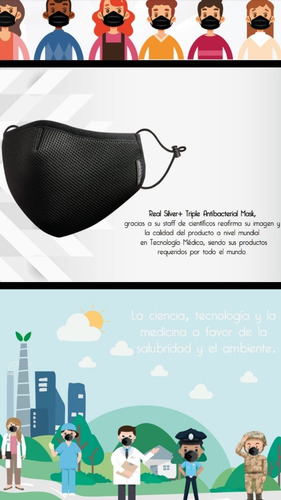 Mascarillas Eco Silver Premium Nano Mask M/l Hilos De Plata