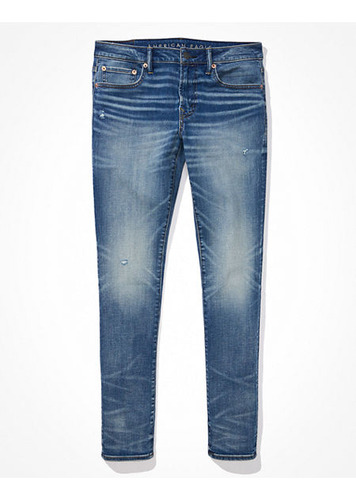 Ae Jeans Airflex+ Skinny Gastado Marea Azul