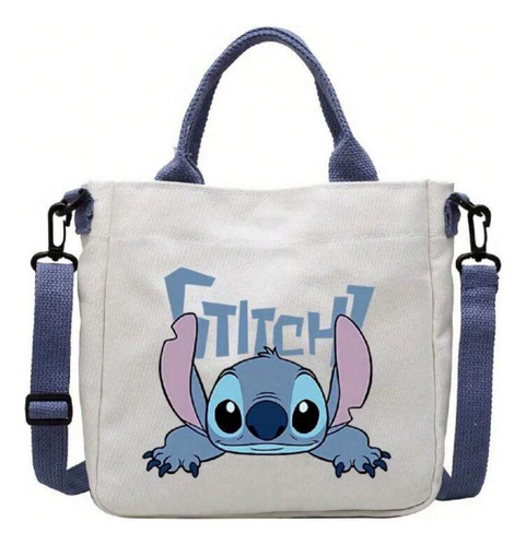 Bolso Stich Lona Mujer Generico Blanco Lisa Plastico Azul