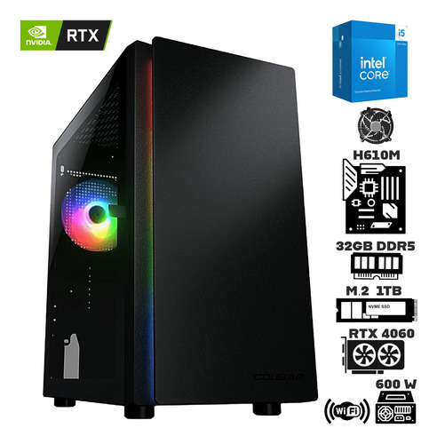 Computadora Core I5 14400 Ram 32gb Ddr5 M2 1tb Rtx 4060 Wifi