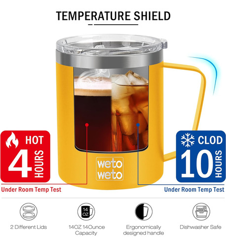 Wetoweto Taza De Café De 14 Oz, Taza De Camping Aislada A...