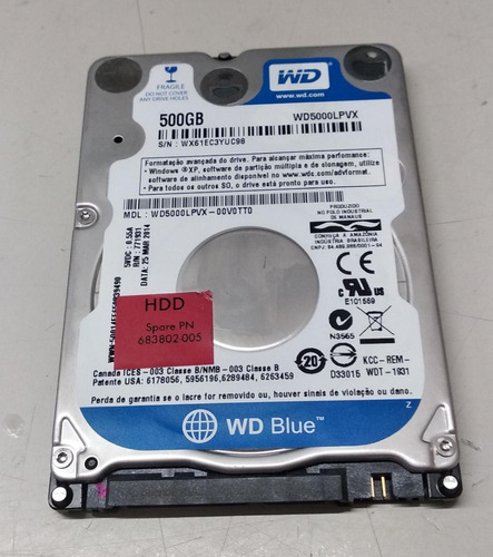 Hd Western Digital Blue Wd5000lpvx 500gb