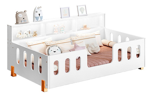 Cama Infantil Montessoriana Led Nina Com Nicho E Luminária