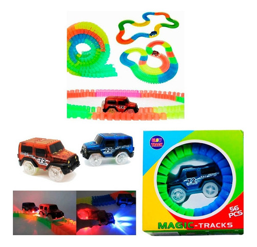 Magic Track Carro Luz Pista 56 Piezas Juguete Niños Regalo