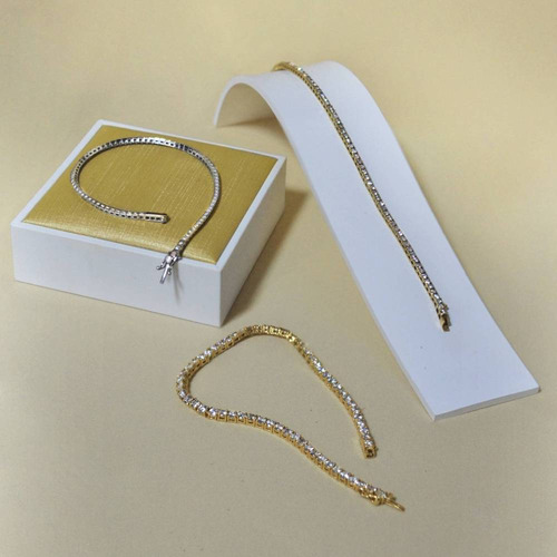 Pulseira Riviera 20 Cm Com 74 Diamantes 3pts Em Ouro 18k