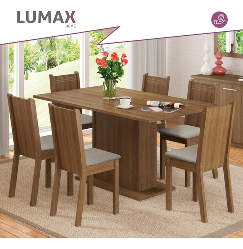 Juego De Comedor Con Tablero De Madera Y 6 Sillas Sintéticas