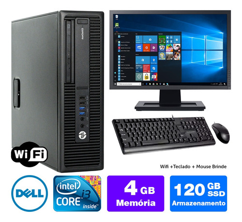 Imagem 1 de 5 de Hp Compaq Sff Completo I3 4g 4gb Ssd120 Mon19w Brinde