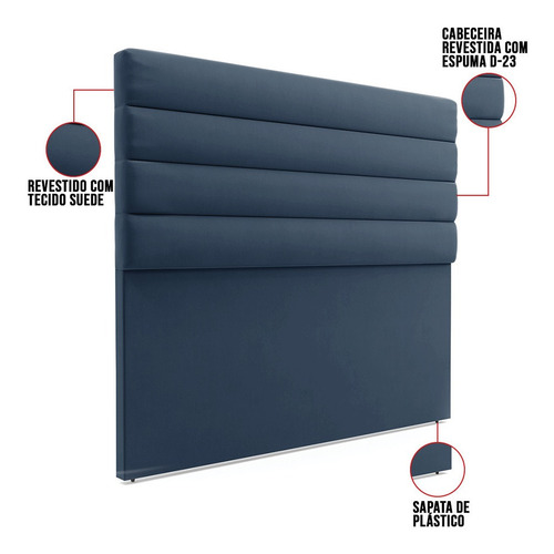 Cabeceira California Para Cama Box King 190 Cm Suede Azul