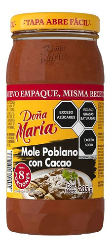 5 Pza Mole Doña María Poblano Con Cacao En Pasta 235 G