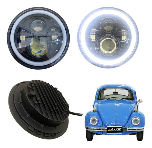 Farol De Milha Led Angel 7 Polegadas P Vw Fusca 73 Diante