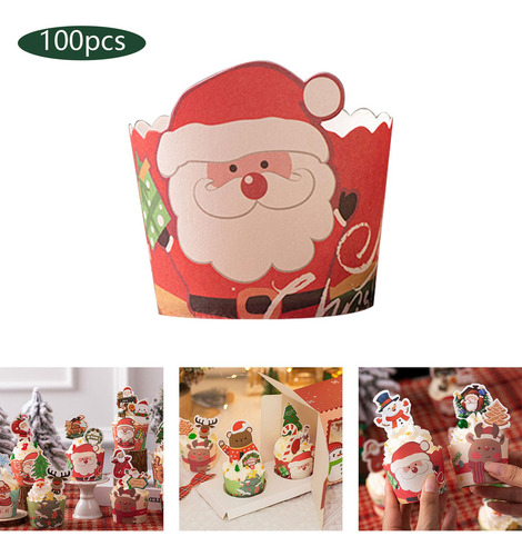 2 X 100x Cupcake Cup Muffin Cake Cup, Candy Papa Noel