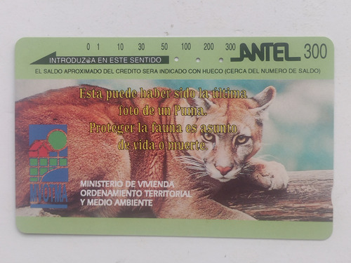 Tarjeta Telefónica Antel Magnética Puma Colección Antigua